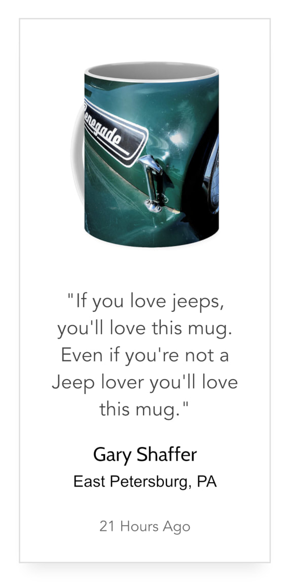 Jeep CJ Renegade Mug and Home Decor Products. 5 Star Review