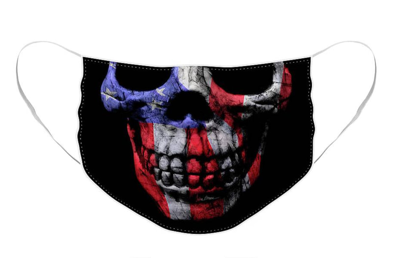 American flag skull face mask. Patriotic skull cloth mask for Cornavirus and Covid-19